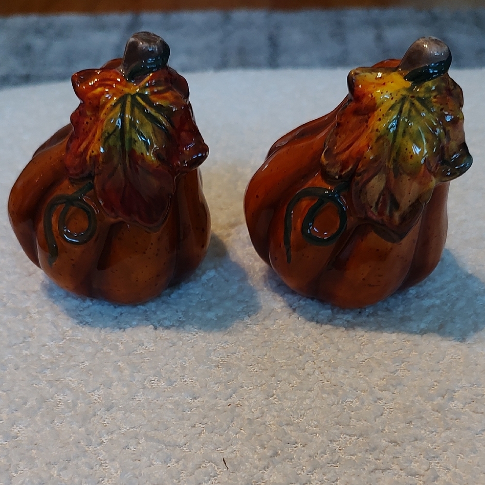 Ceramic Pumpkin Salt and Pepper Shakers